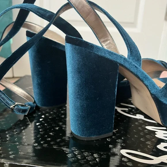 Sam Edelman Dark Blue Velvet Platform Heels - Picture 13 of 15